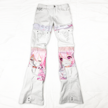 Load image into Gallery viewer, White/Pink Dakimakura Jeans
